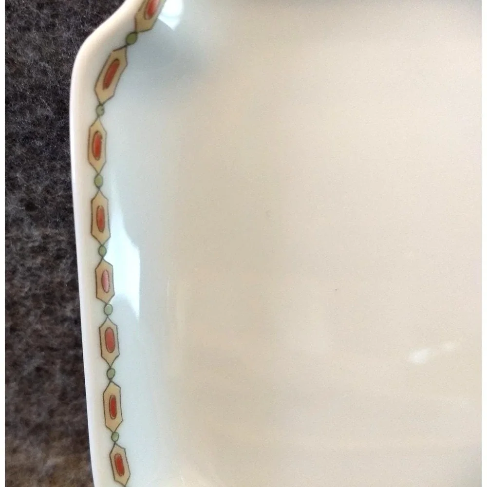 Limoges France Porcelain Vanity Tray LEC Handpainted Floral Scallop Edge Trinket